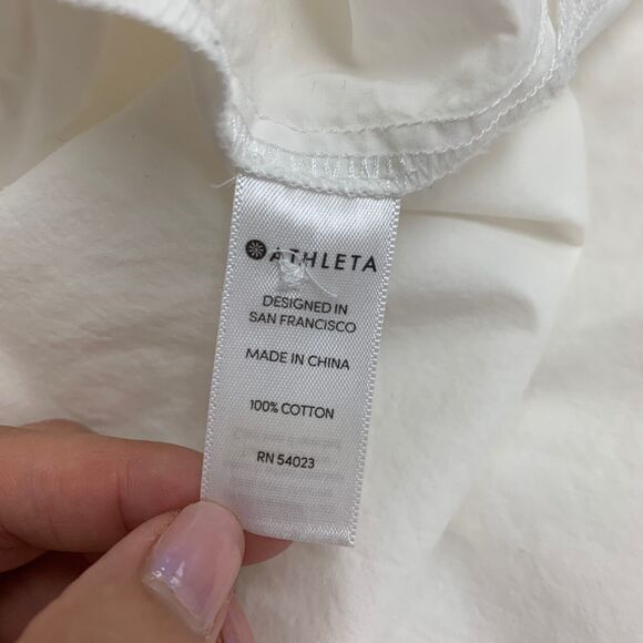 Athleta Shirt Womens XS Extra Small Ivory Button Front Quarter Sleeve Poplin - Picture 13 of 15